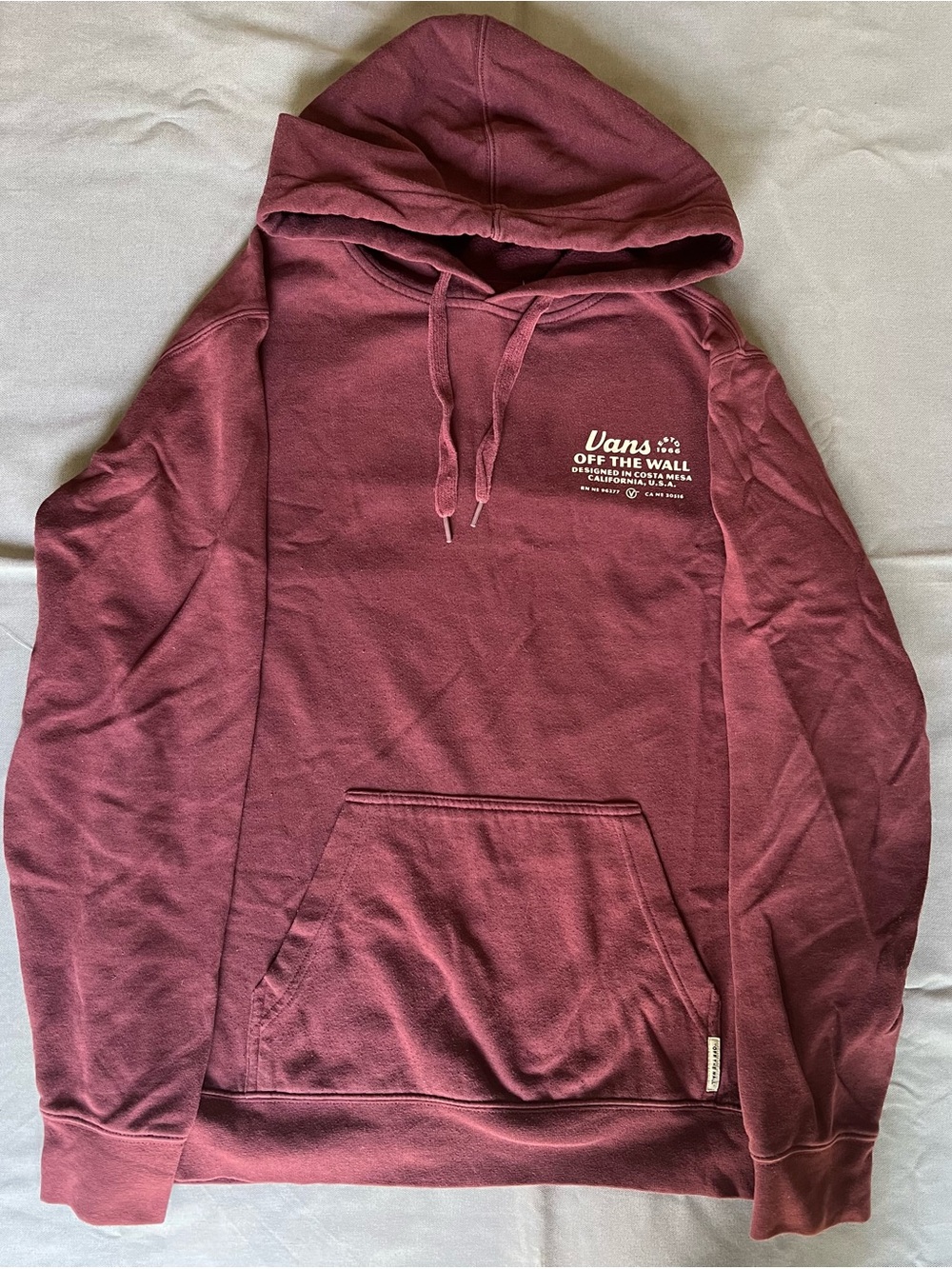 Vans Men’s Pullover Hoodie in Maroon with White Logo